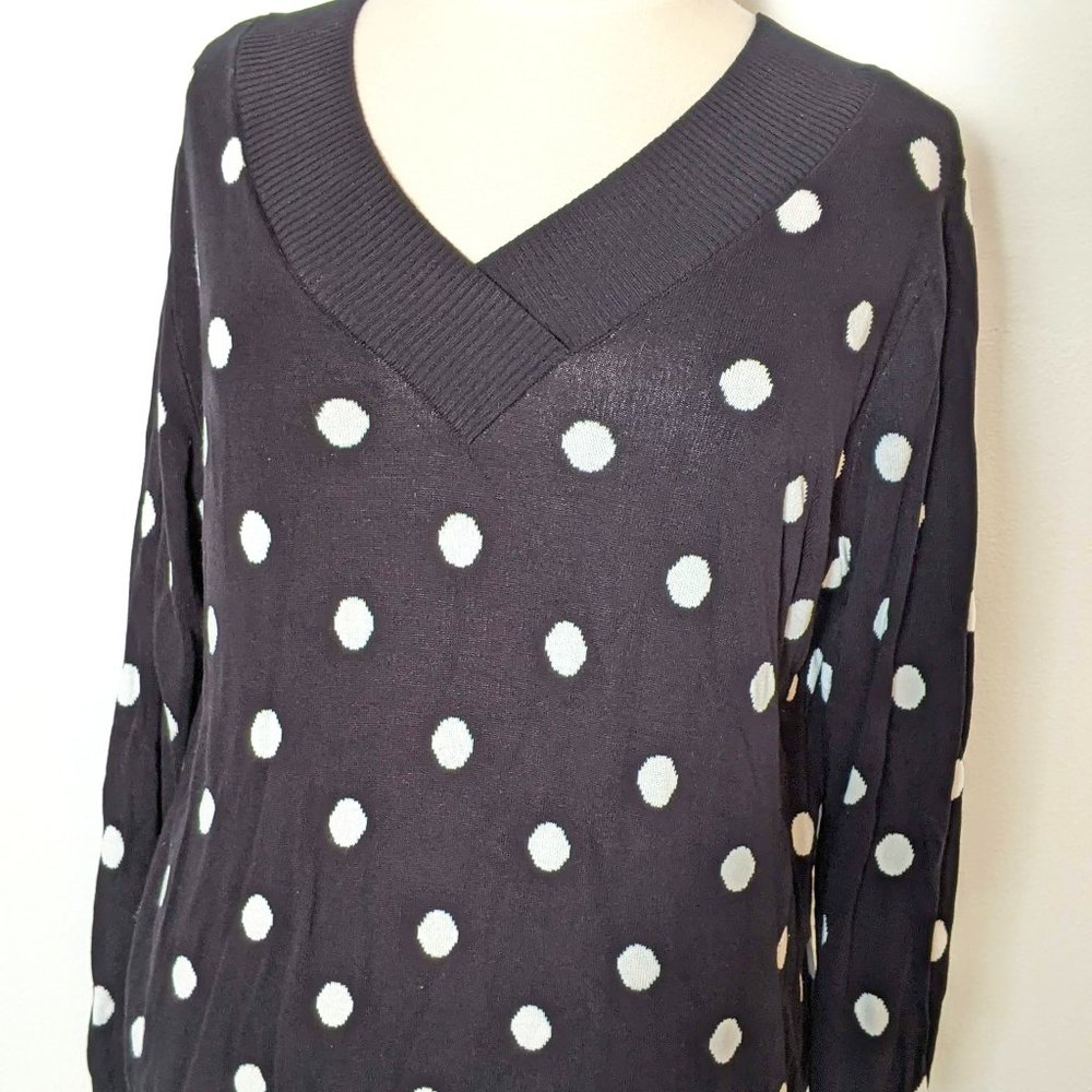 Fall! Double V-Neck Polka Dot Sweater